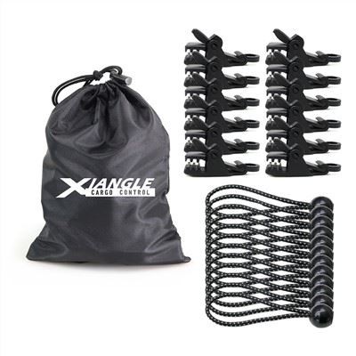 24-Packen Sie Planenclips und Bungee-Seil-Set mit neuem Druckverschluss-Design für Camping-Schatten