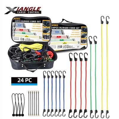 Bungee-Schnüre mit Haken – 24-teiliges Sortiment mit Baldachin-Krawatten-Ball-Bungee-Schnur-Set